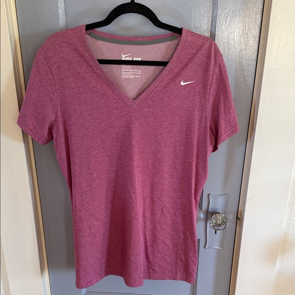 Nike Women's Heathered Pink V-Neck Tee - Picture 1 of 4